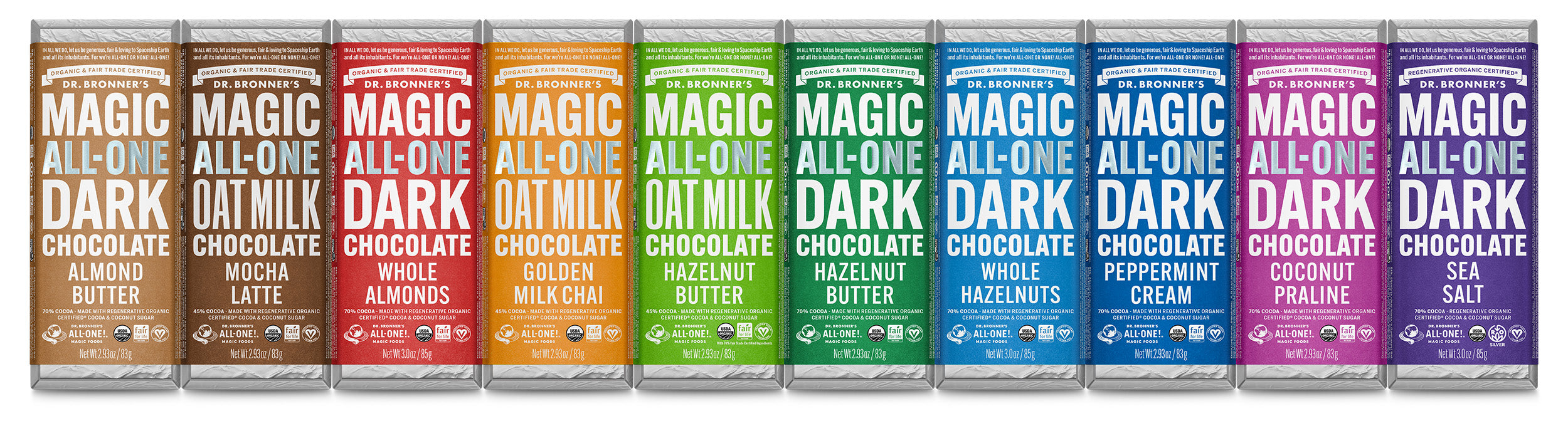 Magic All-One Chocolate - Oat Milk Chocolate dr-bronners-magic-chocolate-dark-oat-row.jpg__PID:37dd2c72-f482-47bd-8776-40e923a047db