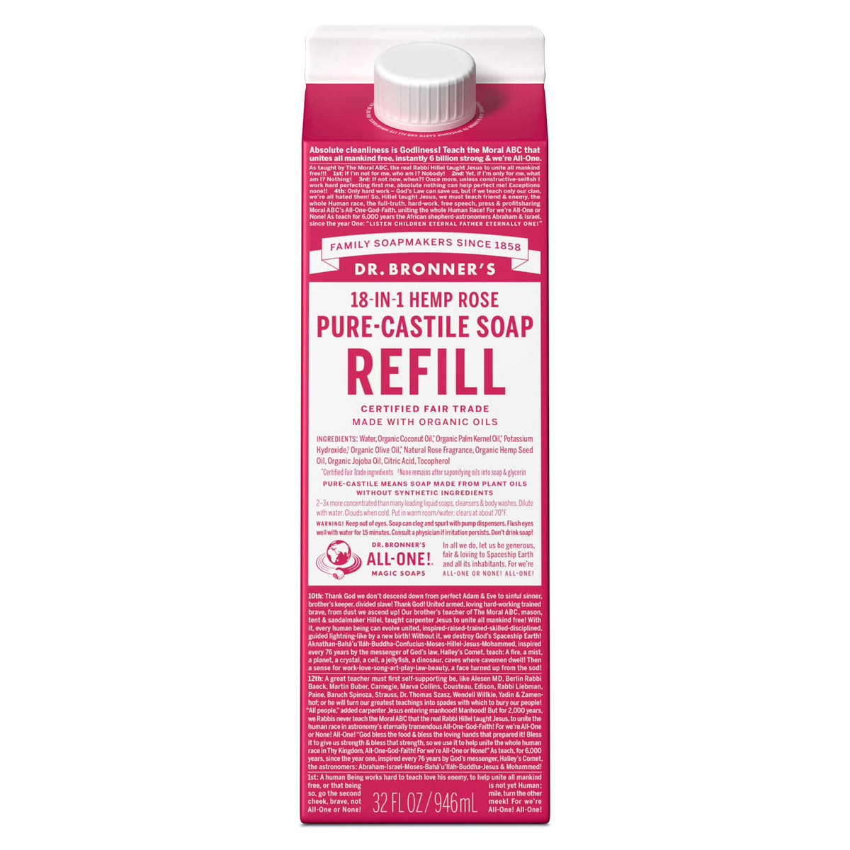 PURE-CASTILE LIQUID SOAP REFILL Rose [32 oz]